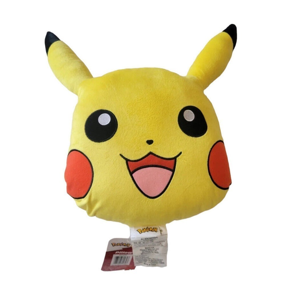 NWT Pokemon Pikachu Plush Pillow 15” Head Doll Square Yellow